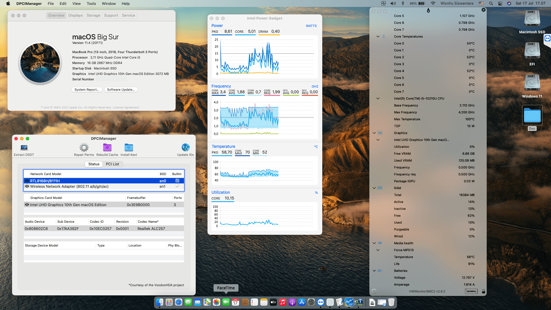 Success Hackintosh macOS Big Sur 11.4 Build 20F71 in Lenovo ThinkBook 14-IML